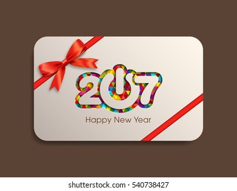 Gift card of Happy new year 2017 Text Design vector.