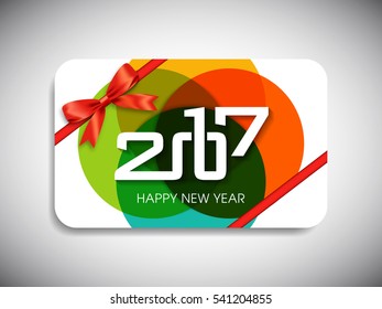 Gift card of Happy new year 2017 Text Design vector.