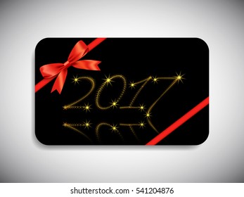 Gift card of Happy new year 2017 Text Design vector.