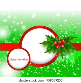 Gift card, happy new year, holly