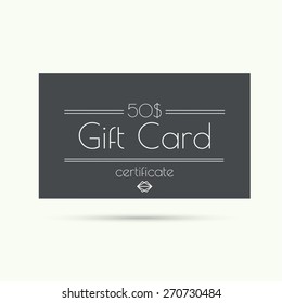 Gift card with hipster logo and thin lines. dark