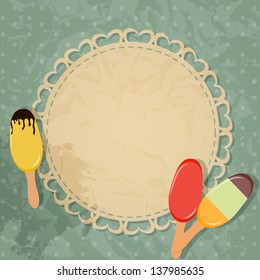 gift card with ice cream design elements. Vector illustration