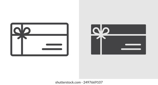 Gift card icon Black line art vector logo set