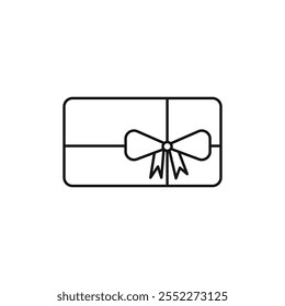 Gift card icon black and white vector outline sign