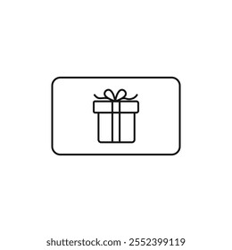 Icono de Tarjeta de regalo signo de contorno de Vector blanco y negro