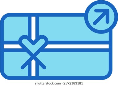Gift Card Icon Blue Vector Illustration
