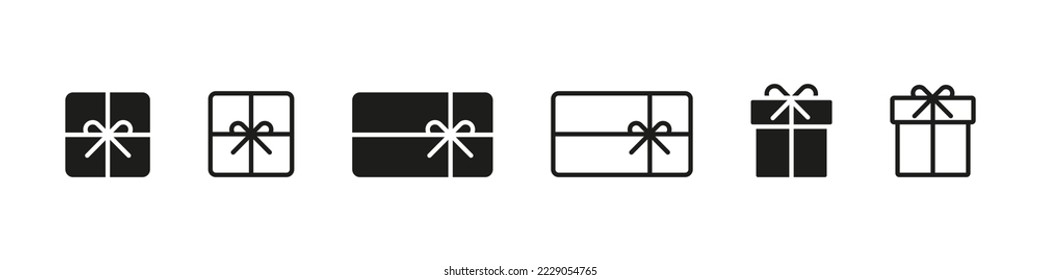 Icono de tarjeta de regalo. Juego de vectores de certificado de regalo. Signo especial presente. 