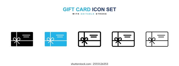 Gift card icon collection in black and blue colors