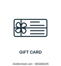 Icono de tarjeta de regalo. Signo de elemento creativo de la colección de programas de fidelización. Icono de tarjeta de regalo monocroma para plantillas, infografías y más.