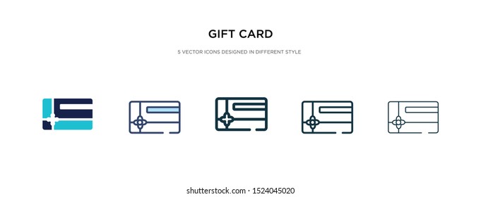 gift card icon in different style vector illustration. two colored and black gift card vector icons designed in filled, outline, line and stroke style can be used for web, mobile, ui