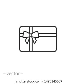 gift card icon, discount voucher, thin line web symbol on white background - editable stroke vector illustration eps10