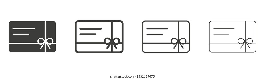 Geschenkkartensymbol in Füllung und drei Strichgrößen