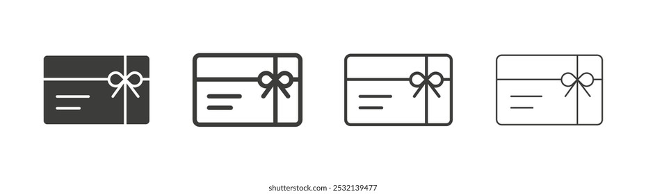 Gift card icon in fill and three stroke sizes