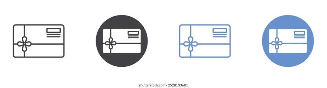Gift card icon Flat art in black and white isolated