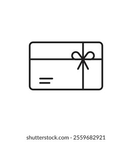 Gift card icon Flat art in black and white isolated
