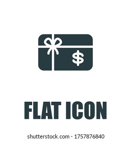 Icono de tarjeta de regalo. Símbolo de signo vector aislado de ilustración plana