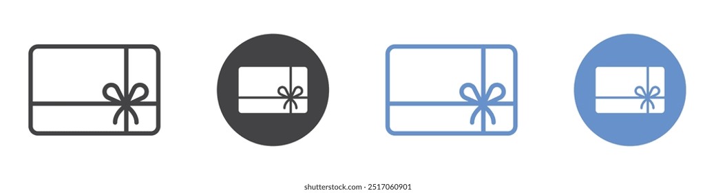 Conjunto de símbolos de linha plana do ícone de cartão-presente.