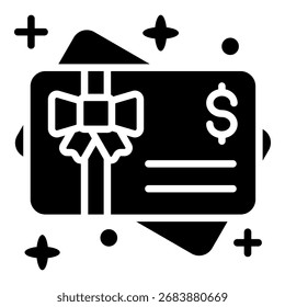 Ilustración vectorial de glifo de icono de Tarjeta de regalo