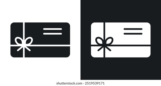 Gift card icon icons in black and white filled style