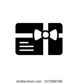 Gift card icon isolated in black flat design on white background, Vector illustration Eps 10