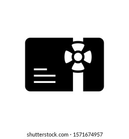 Gift card icon isolated in black flat design on white background, Vector illustration Eps 10