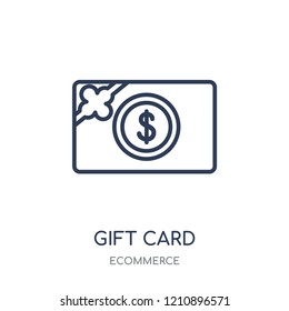 Gift card icon. Gift card linear symbol design from Ecommerce collection. Simple outline element vector illustration on white background.