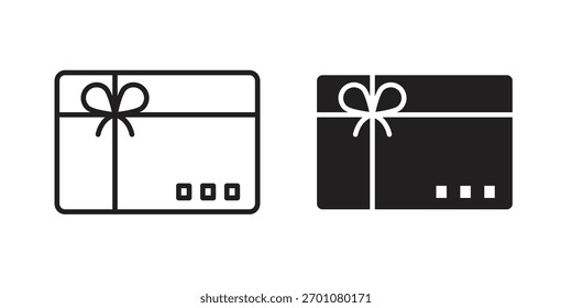 Símbolo de concepto de contorno de icono de Tarjeta de regalo con trazo editable en blanco