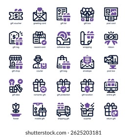 Gift Card Icon pack for your website, mobile, presentation, and logo design. Gift Card Icon dual tone design. Vector graphics illustration and editable stroke.