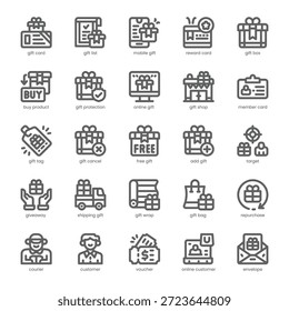 Pacote de ícones para o seu site, celular, apresentação e design de logotipo. Design de contorno de ícone de cartão-presente. Ilustração de gráficos vetoriais e traçado editável.