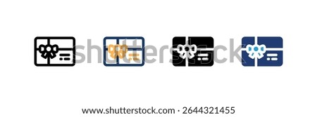 Gift Card icon set multiple style collection. Vector illustration.