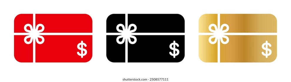 Gift Card Icon Set. Shopping Voucher Gift Card Icons Vector for Online Store Website or App.