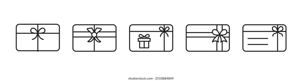 Conjunto de iconos de Tarjeta de regalo. Icono de línea de Tarjeta de regalo de compras. Vector.