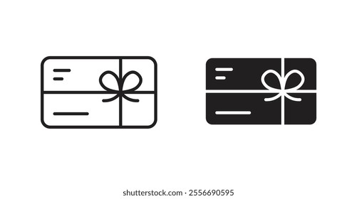 Gift card icon set in Thin line black color.