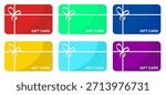 Gift card icon set, Gift card vector illustration. Colorful gift card, Birthday cards, exclusive giftcard, Voucher template concept. Cards, Discount coupon design isolated, Silhouette of gift card.