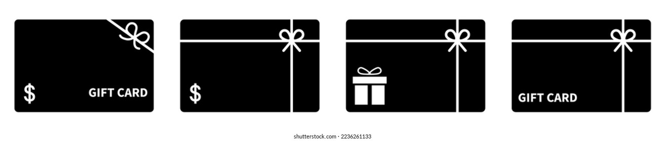 Gift card icon set. Vector illustration isolated on white background
