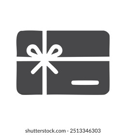 Gift card icon. Simple icon depicting a gift card with a ribbon. Perfect for online stores, e-commerce, and marketing materials.