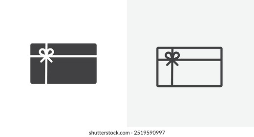 Gift card icon. solid filled and stroke thin line style eps 10