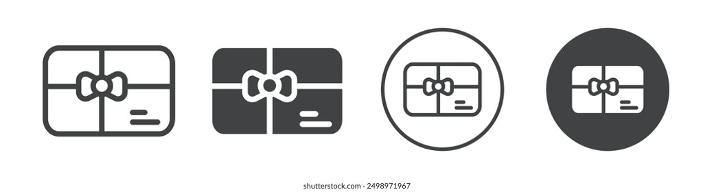 Gift card icon Thin line vector illustration set