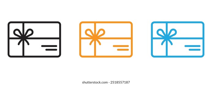 Gift card icon Thin line illustration set