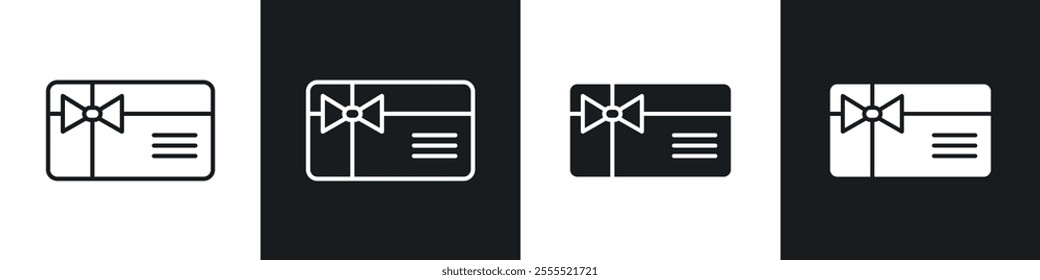 Gift card icon vector collection in black and white.