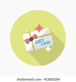 Gift Card icon, Vector flat long shadow design. EPS10