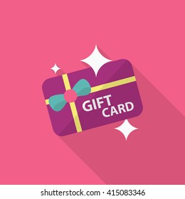 Gift Card icon, Vector flat long shadow design. EPS10