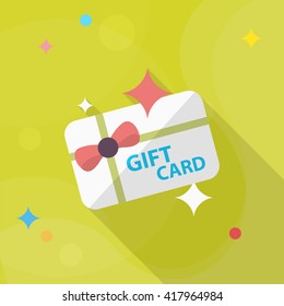 Gift Card icon, Vector flat long shadow design. EPS10