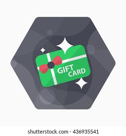 Gift Card icon, Vector flat long shadow design. EPS10