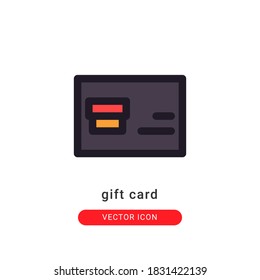 Geschenkkarte Symbol, Vektorgrafik. Geschenkkarte Symbol lineares Farbdesign.
