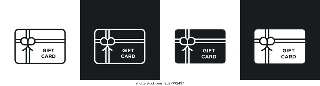 Gift card icon vector icon set black filled and outlined style.