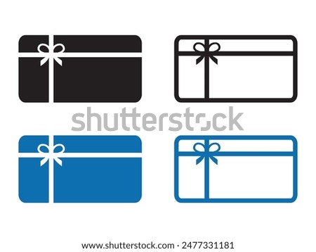 Gift card icon vector set in black color. Shopping gift card. Gift voucher, reward. Loyalty card. Suitable for apps and website UI designs