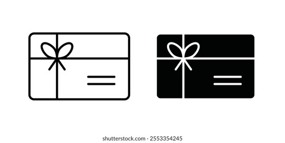 Iconos de la Tarjeta de regalo en estilo relleno y delineado negro