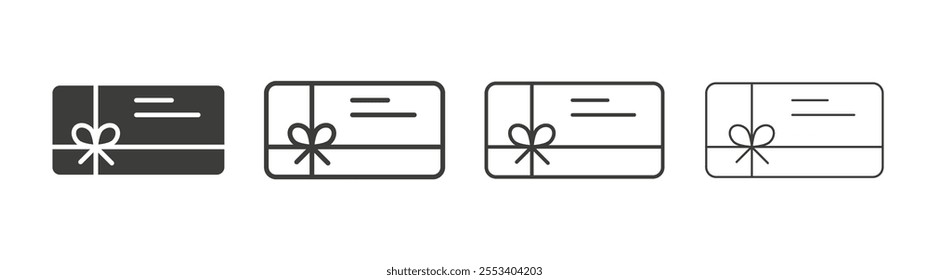 Gift card icons collection. vector set in black color