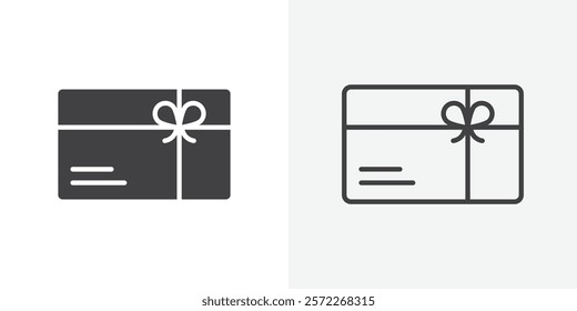 Gift card icons. flat and line style set